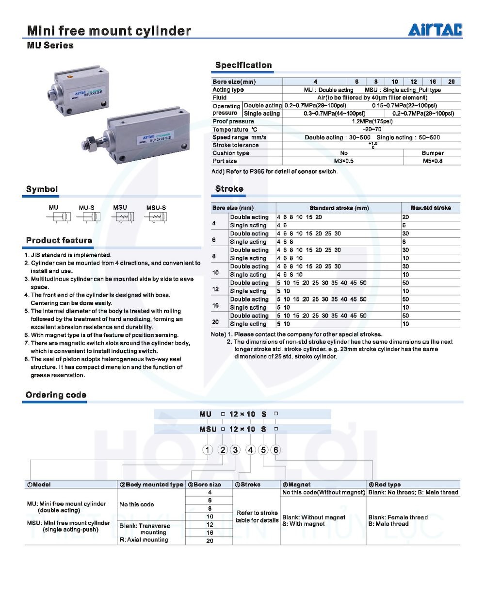 MU Series Mini free mount cylinder airtac Page 2