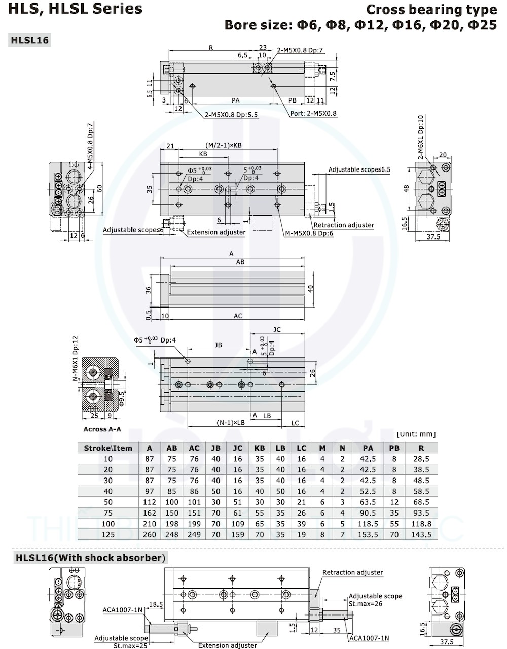 Xy Lanh Trượt HLS16x75SBS AIRTAC 8 Slide cylinder HLS series Airtac 2