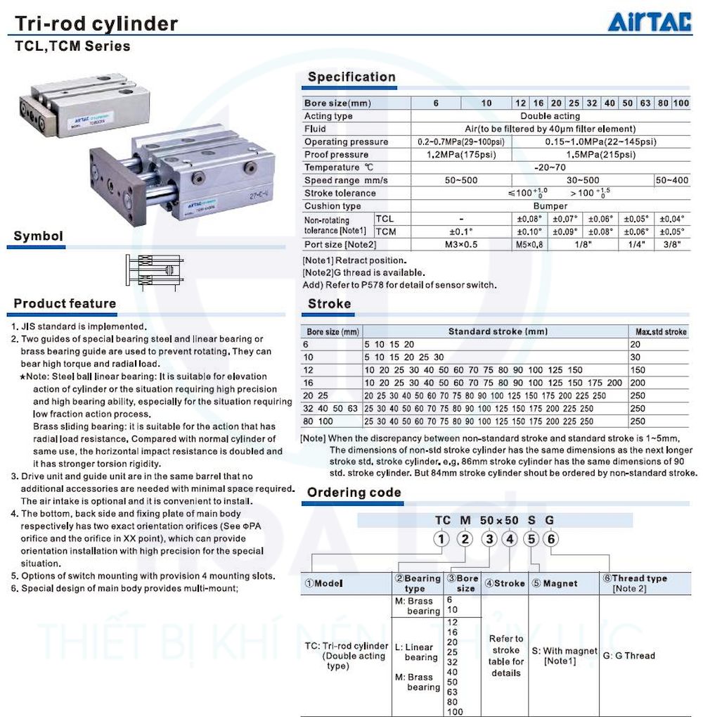 TCL TCM Series tri rod cylinder airtac 1