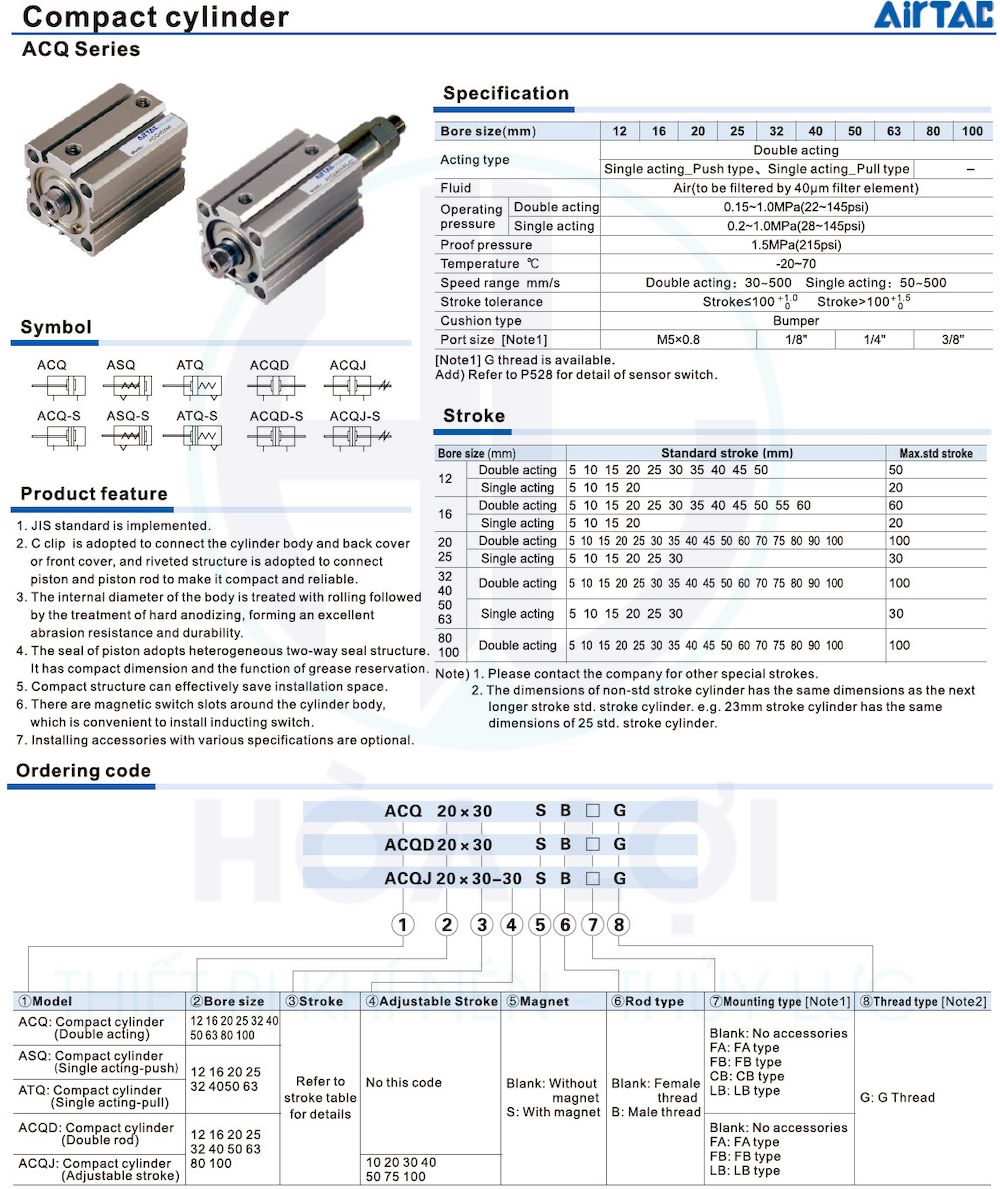 Xy Lanh Compact ACQ50x40B AIRTAC 4 acq series airtac mini cylinder 1