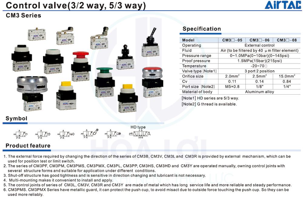 Van Cơ CM3Y-06 AIRTAC 2 cm3 series airtac control valve 1