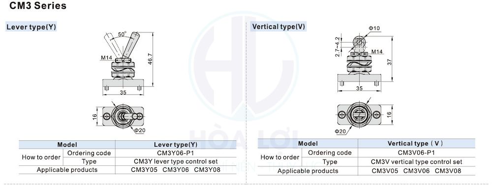 Van Cơ CM3Y-06 AIRTAC 4 cm3 series airtac control valve y v type