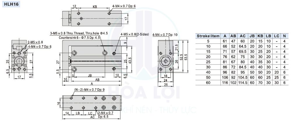 hlh series slide table cylinder hlh16