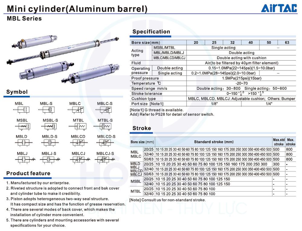 mbl mini cylinder aluminum barrel airtac 1