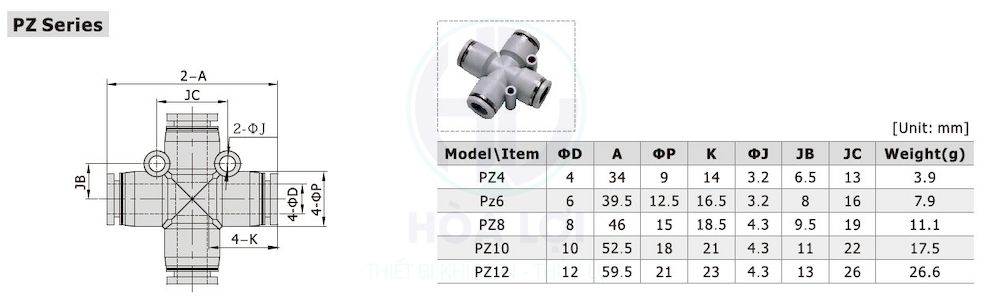 pz series one touch fittings tube tube type airtac